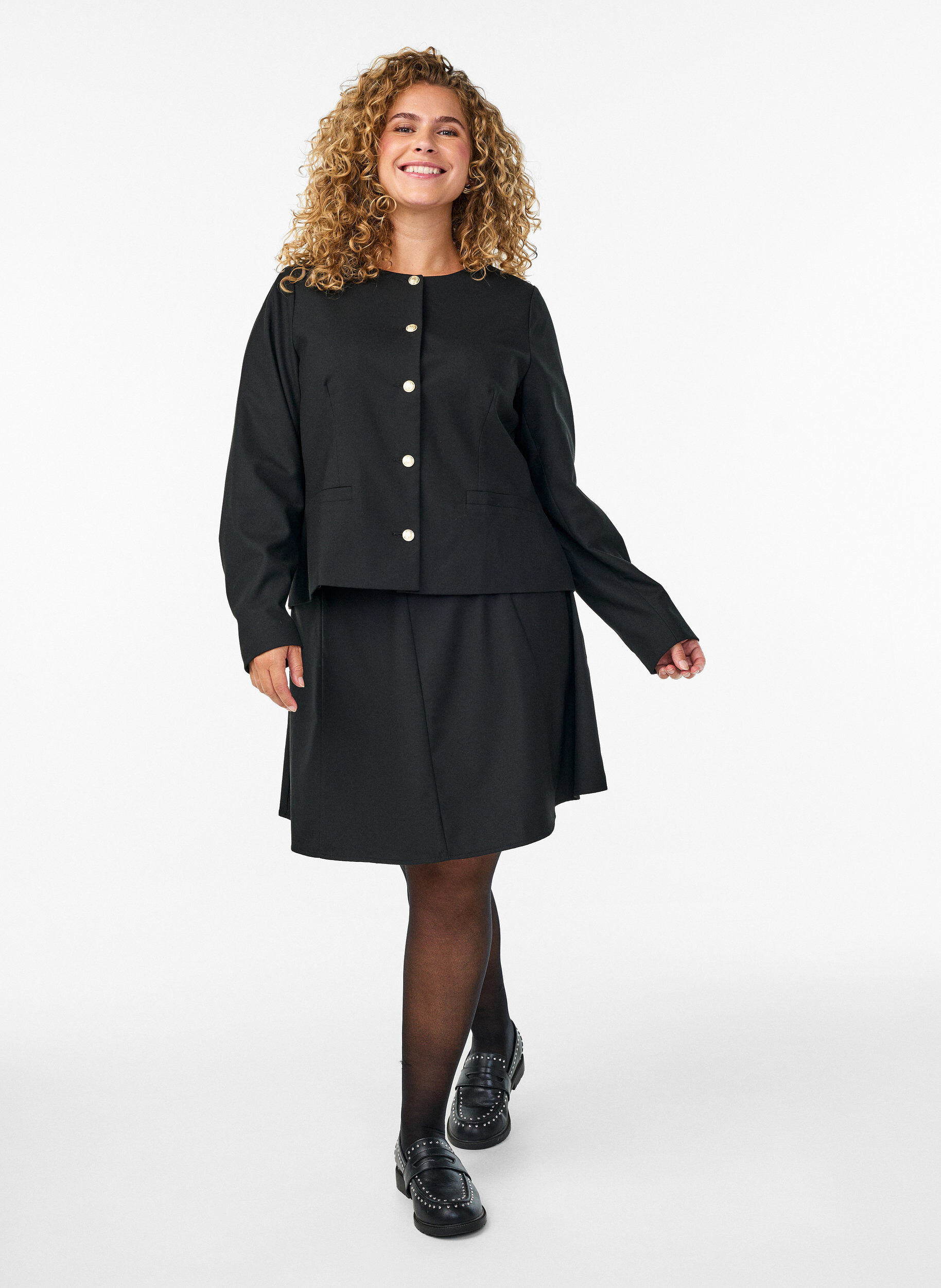 ZizzifashionShort A-line skirt, Black, Model image number 1