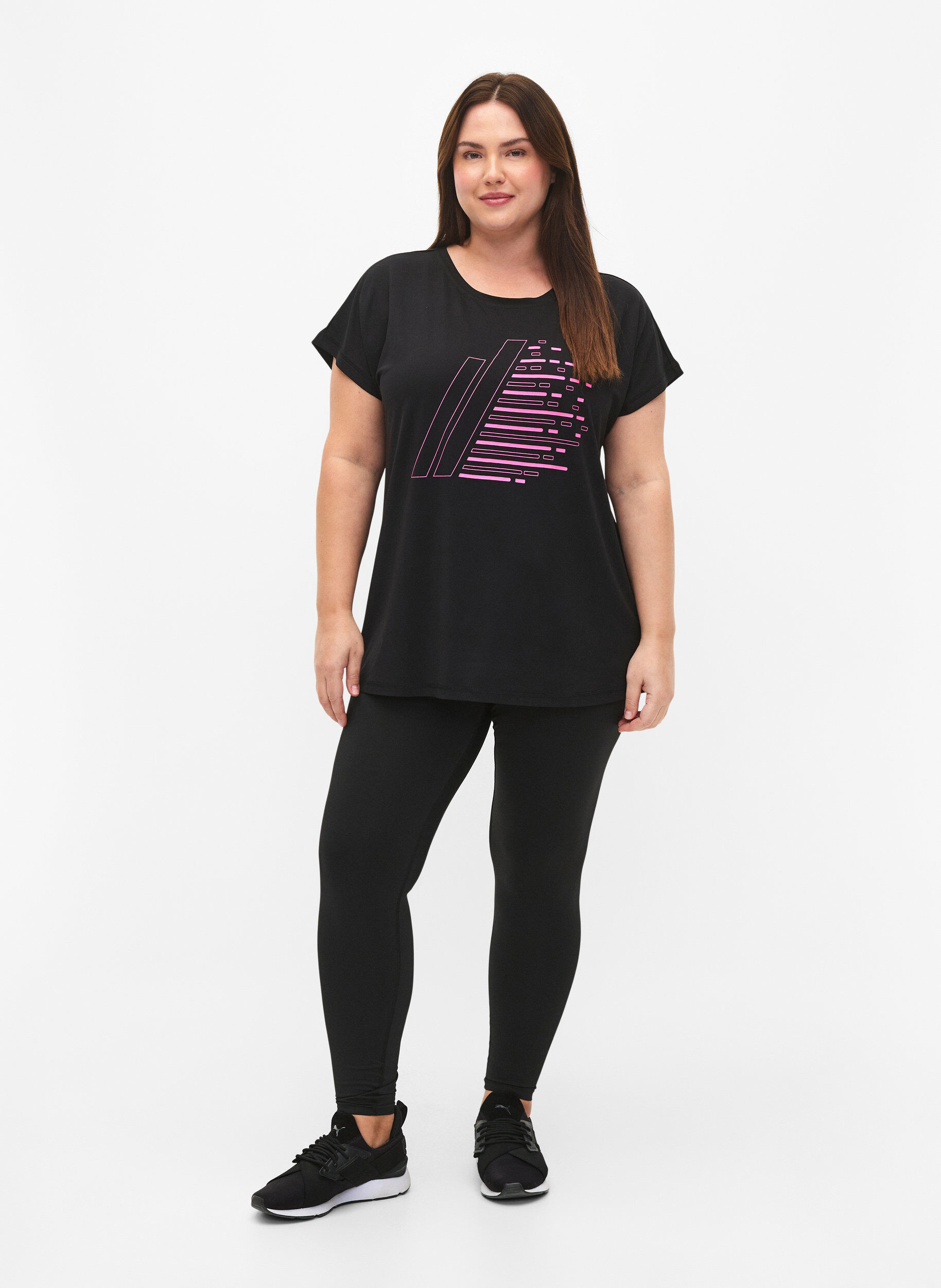 Zizzifashion Short-sleeved training T-shirt with print, Black/Sugar Plum, Model image number 2