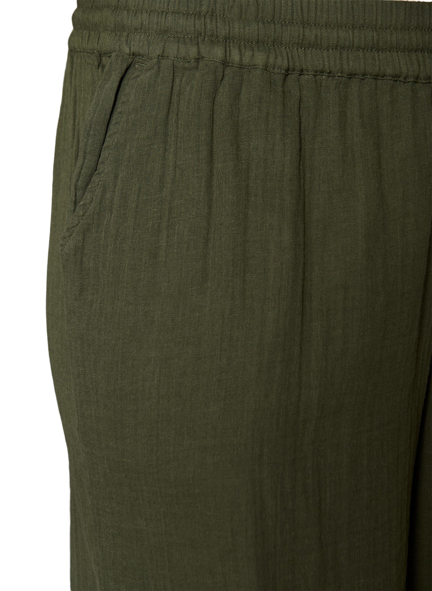Zizzifashion Loose cotton muslin shorts with a high waist, Green, Packshot image number 2
