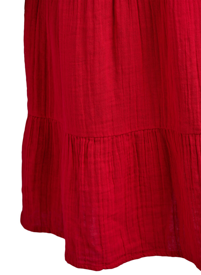 Short A-line dress in cotton muslin, Red, Packshot image number 3