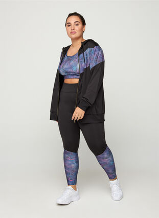 Sports cardigan with print details, Black Comb, Model image number 2