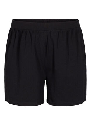 Loose pyjama shorts in cotton blend, Black, Packshot image number 0
