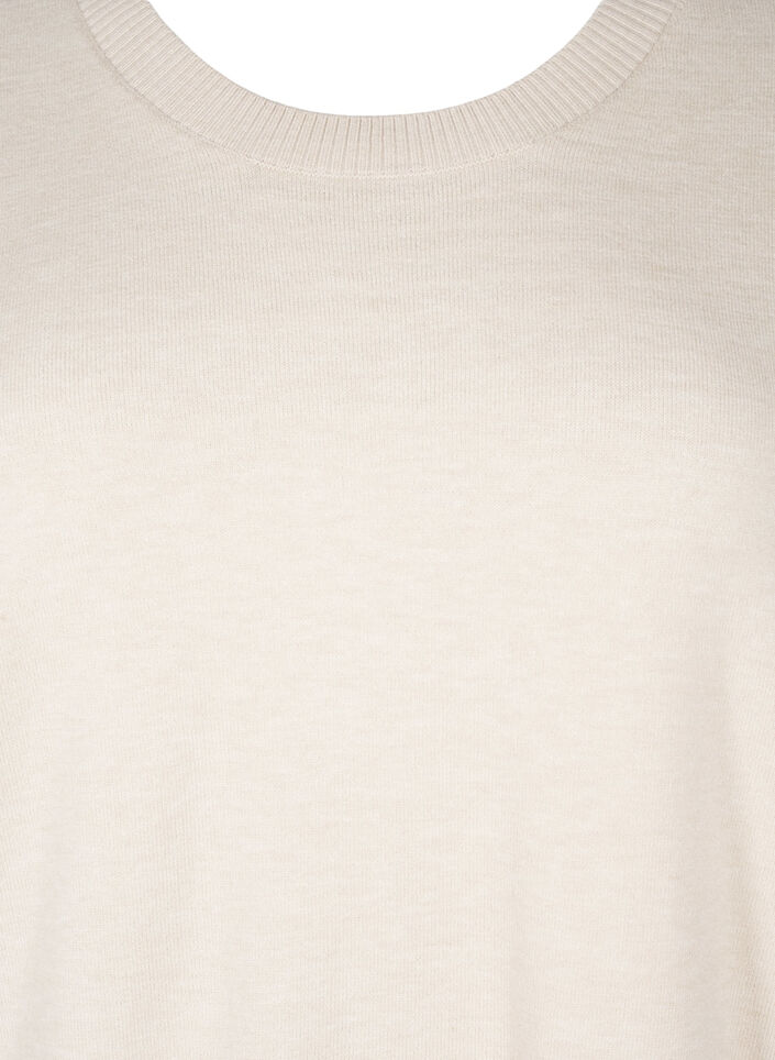 FLASH - Knitted blouse with a round neck, Beige, Packshot image number 2