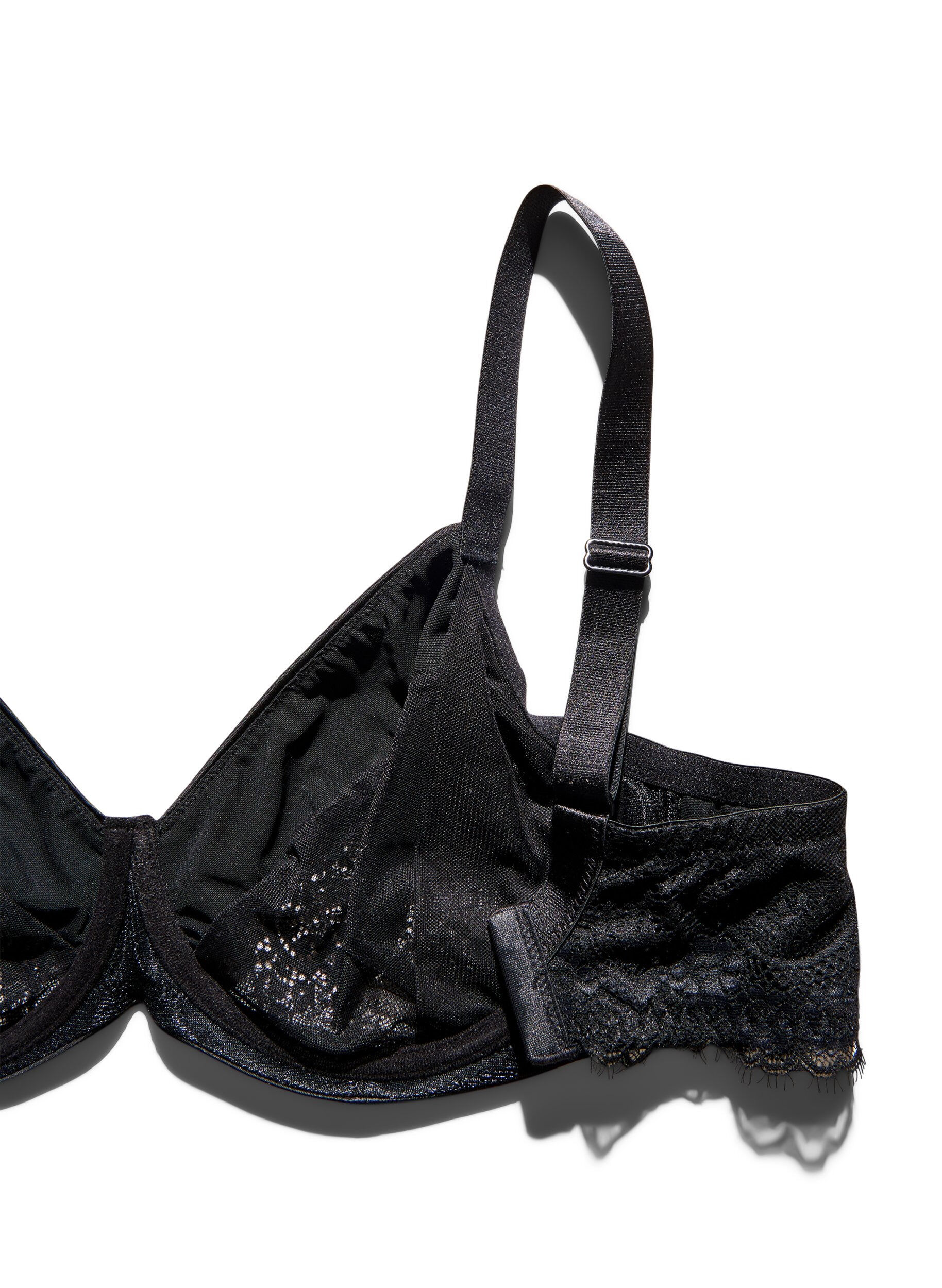 Zizzifashion Full coverage bra with lace and microfibre, Black, Packshot image number 3