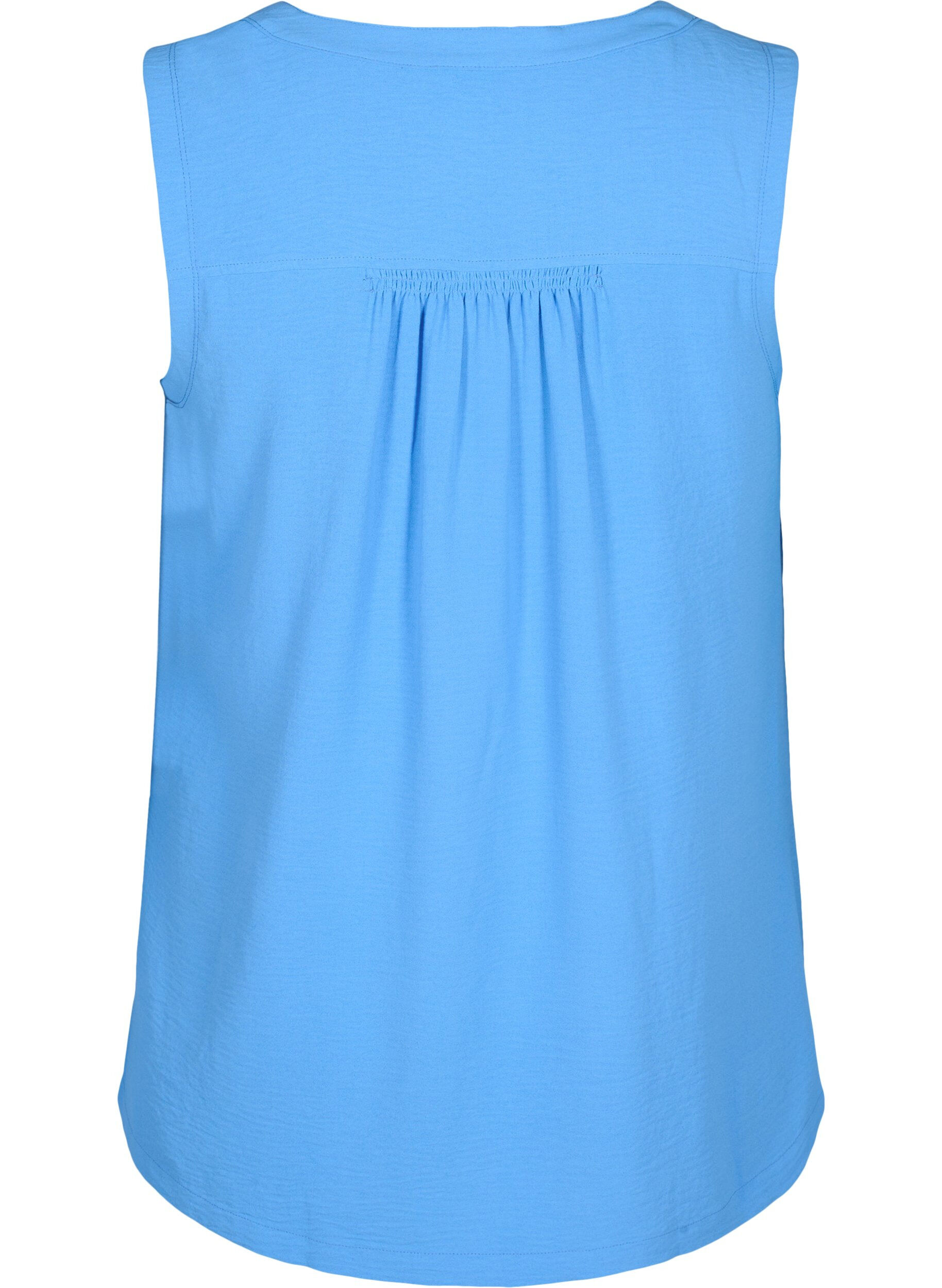 Zizzifashion Sleeveless top with wrinkle details, Blue, Packshot image number 1