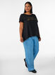 T-shirt with a round neck and A-line shape, Black, Model image number 1