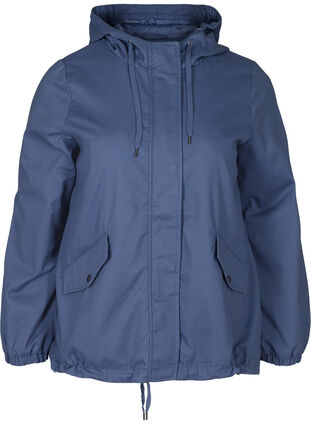 Short jacket with a hood and pockets, Blue Indigo, Packshot image number 0
