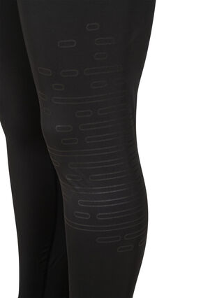 Cropped gym leggings with print details, Black, Packshot image number 3