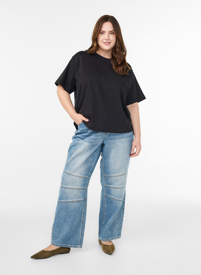 Boxy cotton t-shirt, Black, Model image number 1