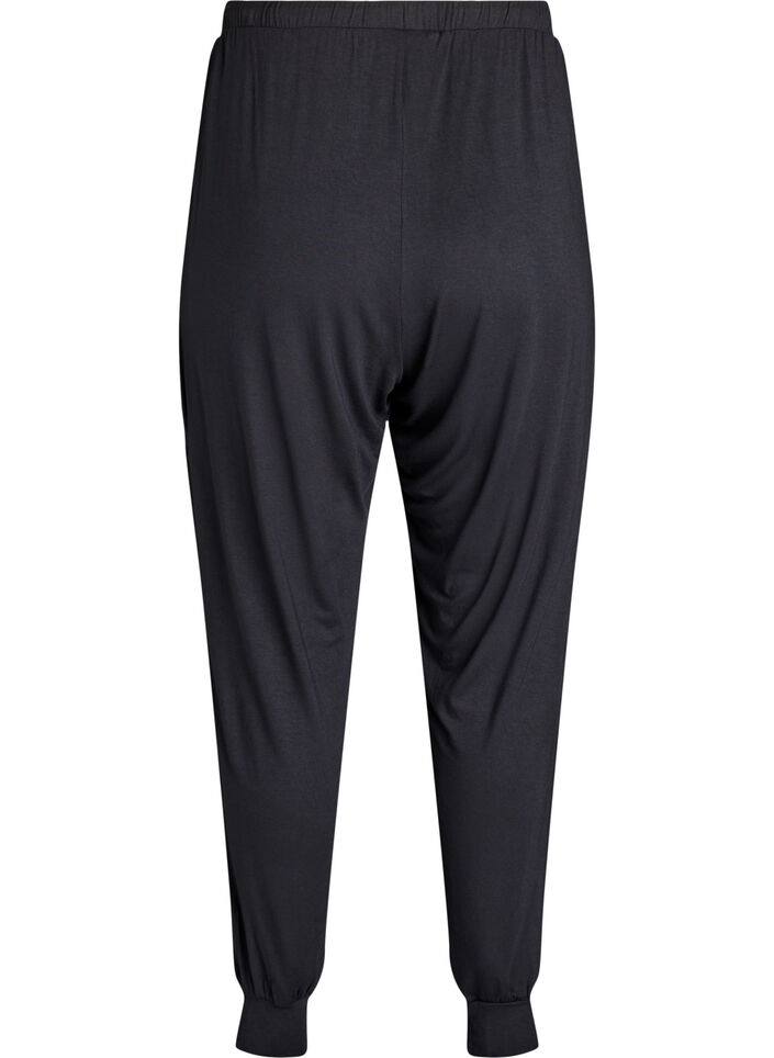 Night trousers in modal with high waist, Black, Packshot image number 1