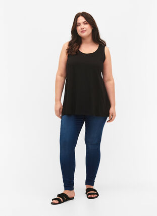 Cotton top with a-shape, Black SOLID, Model image number 2