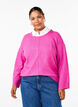 Knitted blouse with a round neck and center seam, Fuchsia Red Mel., Model image number 0