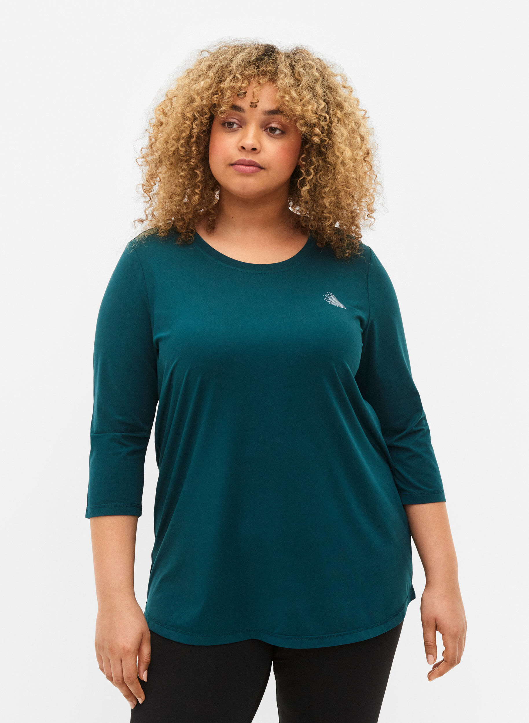 Workout top with 3/4 sleeves, Green, Model