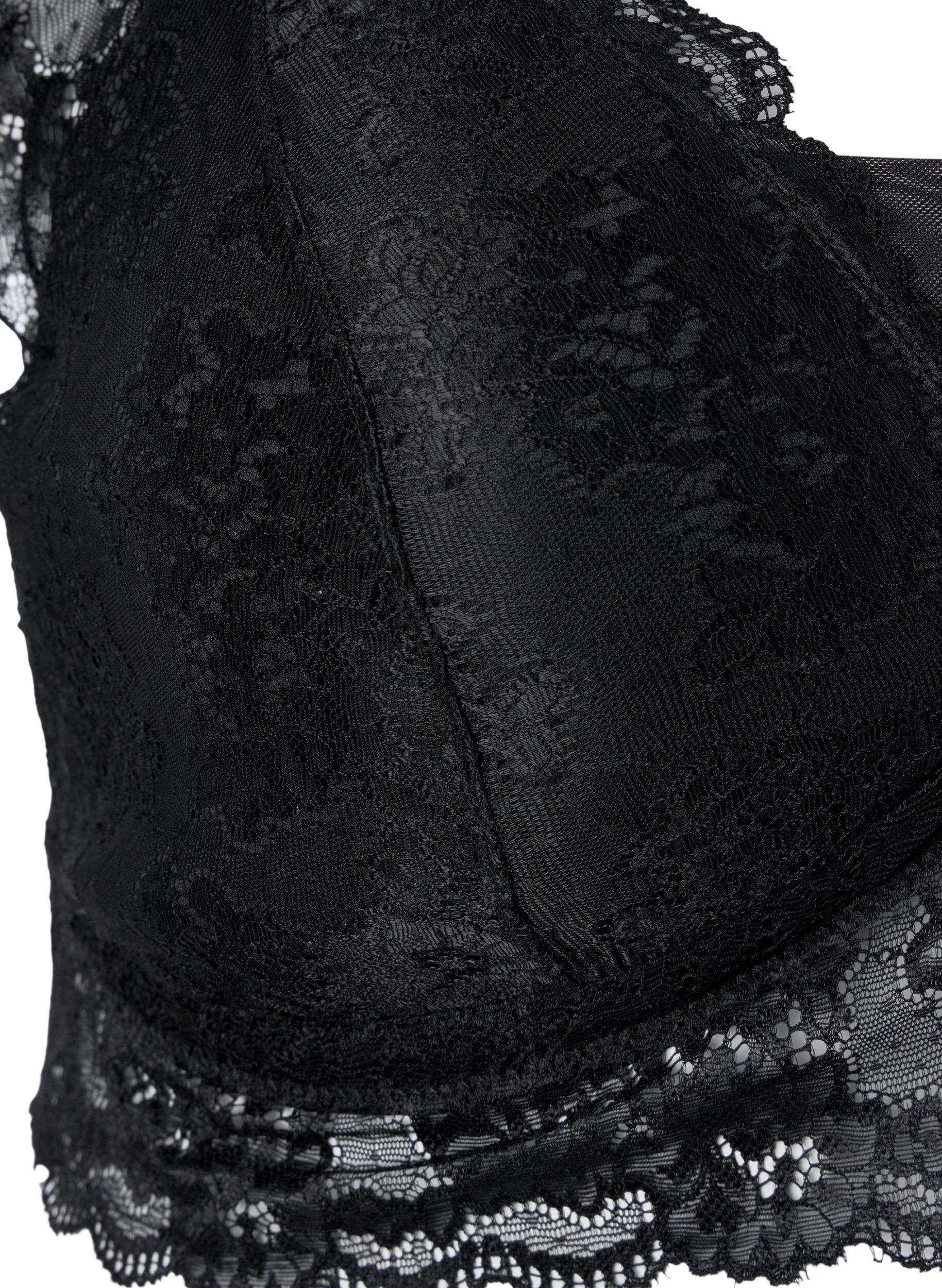 Zizzifashion Bra with lace and soft padding, Black, Packshot image number 3