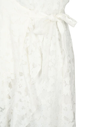 Wrap dress with lace and short sleeves, Bright White, Packshot image number 3