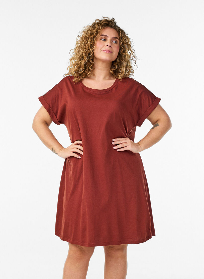 2-pack T-shirt dress with short sleeves, Orange, Model image number 0