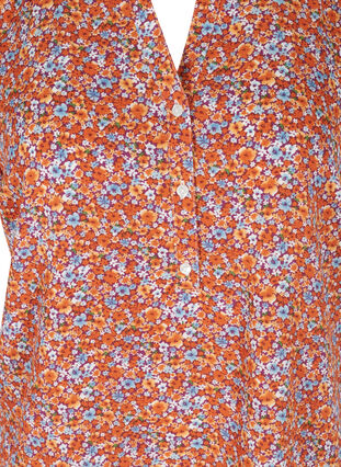 Printed blouse with short sleeves, Orange Flower AOP, Packshot image number 2
