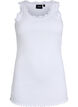 Tank top with lace trim and eyelet embroidery, White, Packshot image number 0