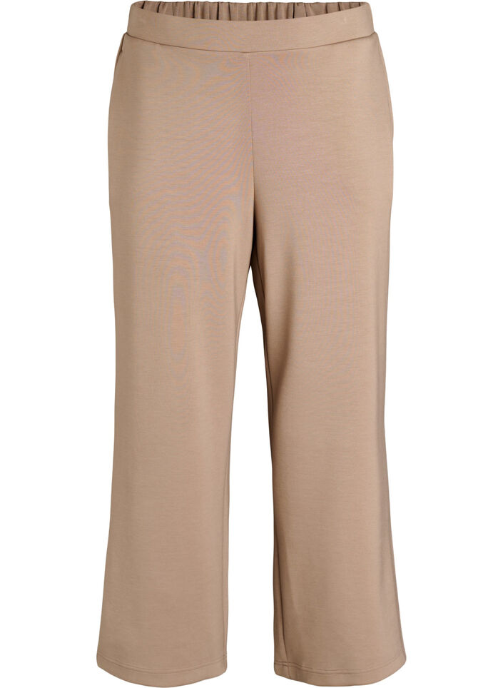 High-waisted lounge trousers with straight legs, Beige, Packshot image number 0