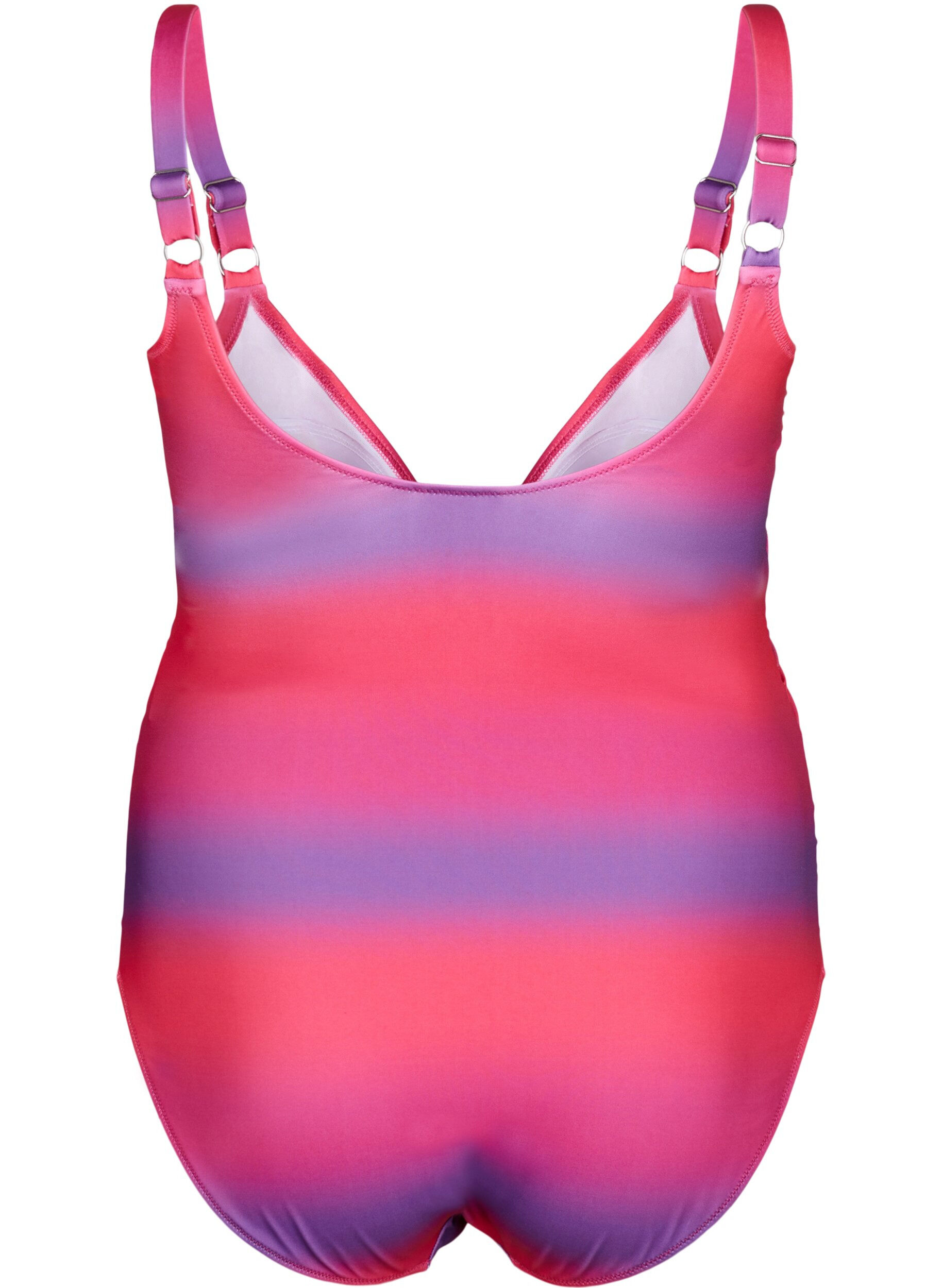 Zizzifashion Printed swimsuit with soft padding, Pink Comb, Packshot image number 1