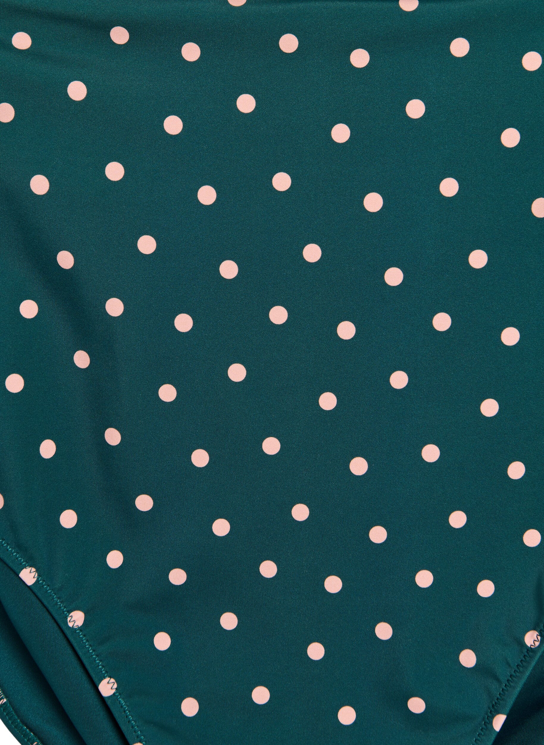 Zizzifashion High-waisted bikini bottoms with polka dots, Green, Packshot image number 2