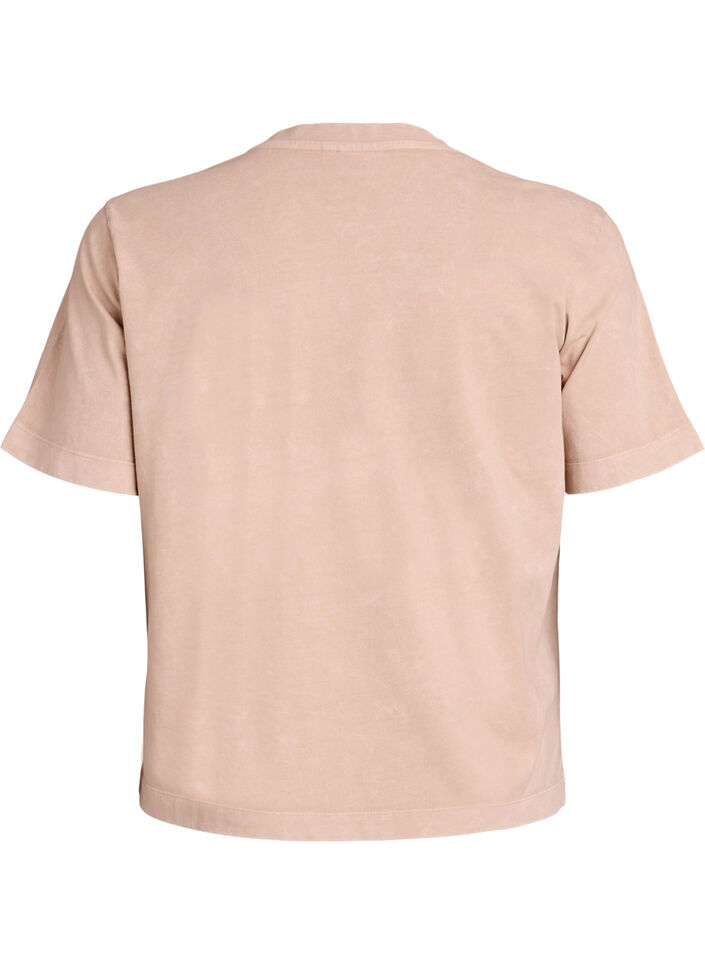 Cotton T-shirt with front print, Beige, Packshot image number 1