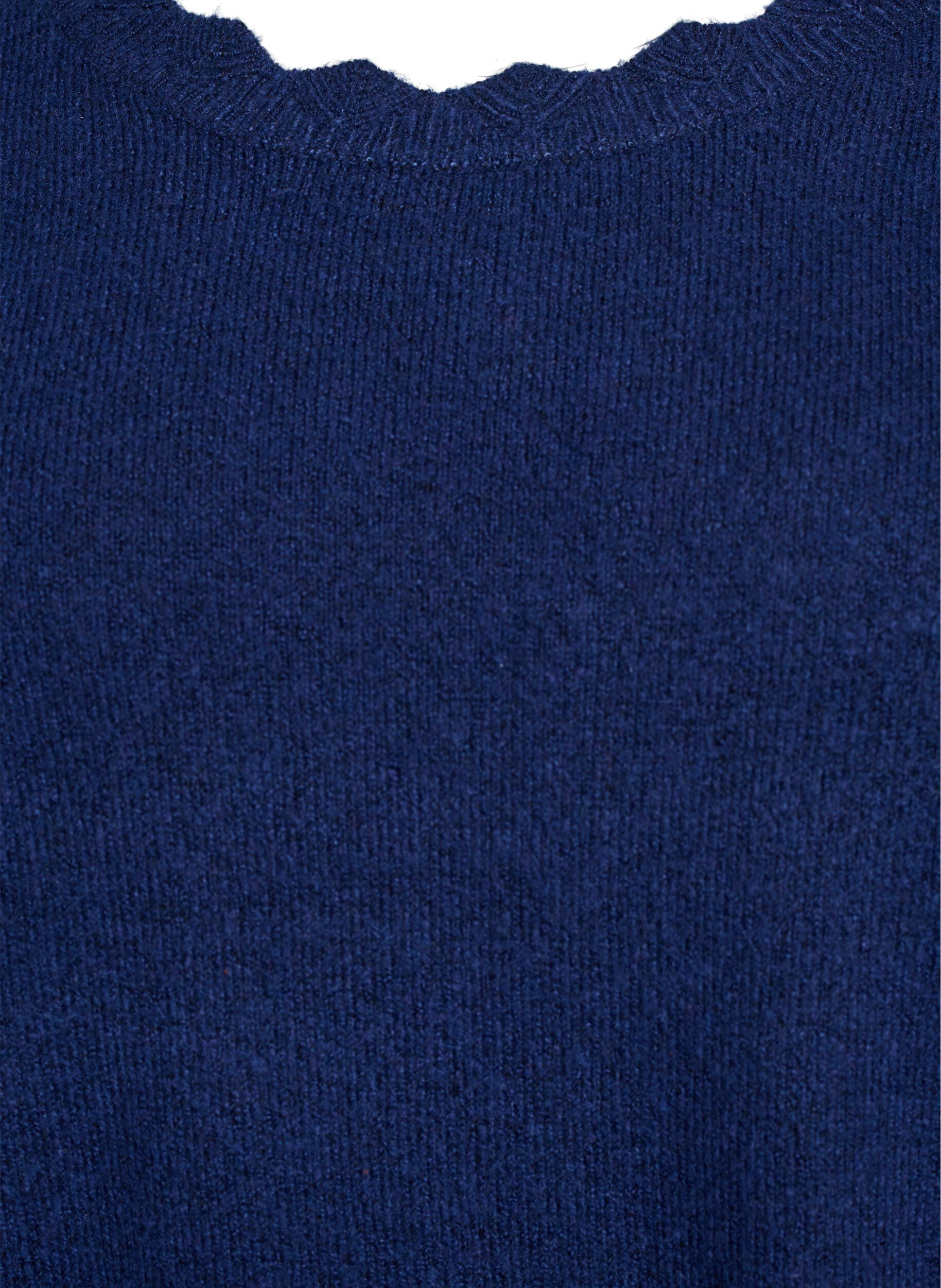 Zizzifashion Knitted blouse with wavy edges, Blue, Packshot image number 2