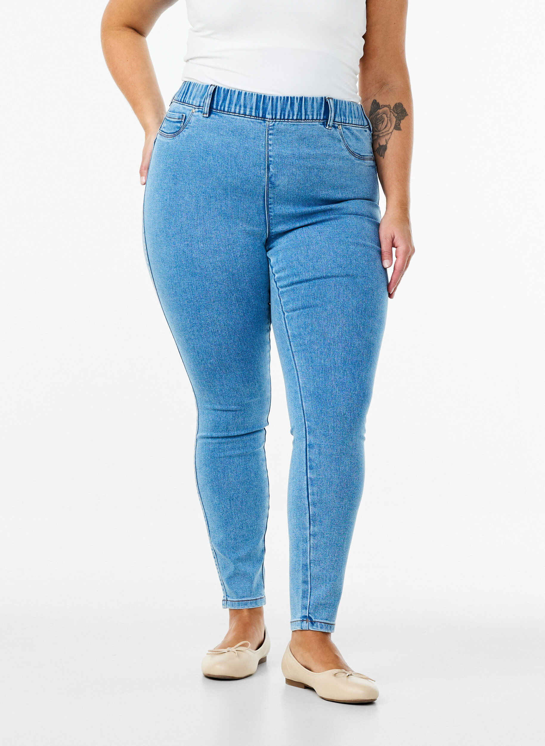 ZizzifashionHigh-waisted jeggings, Light Blue, Model image number 2