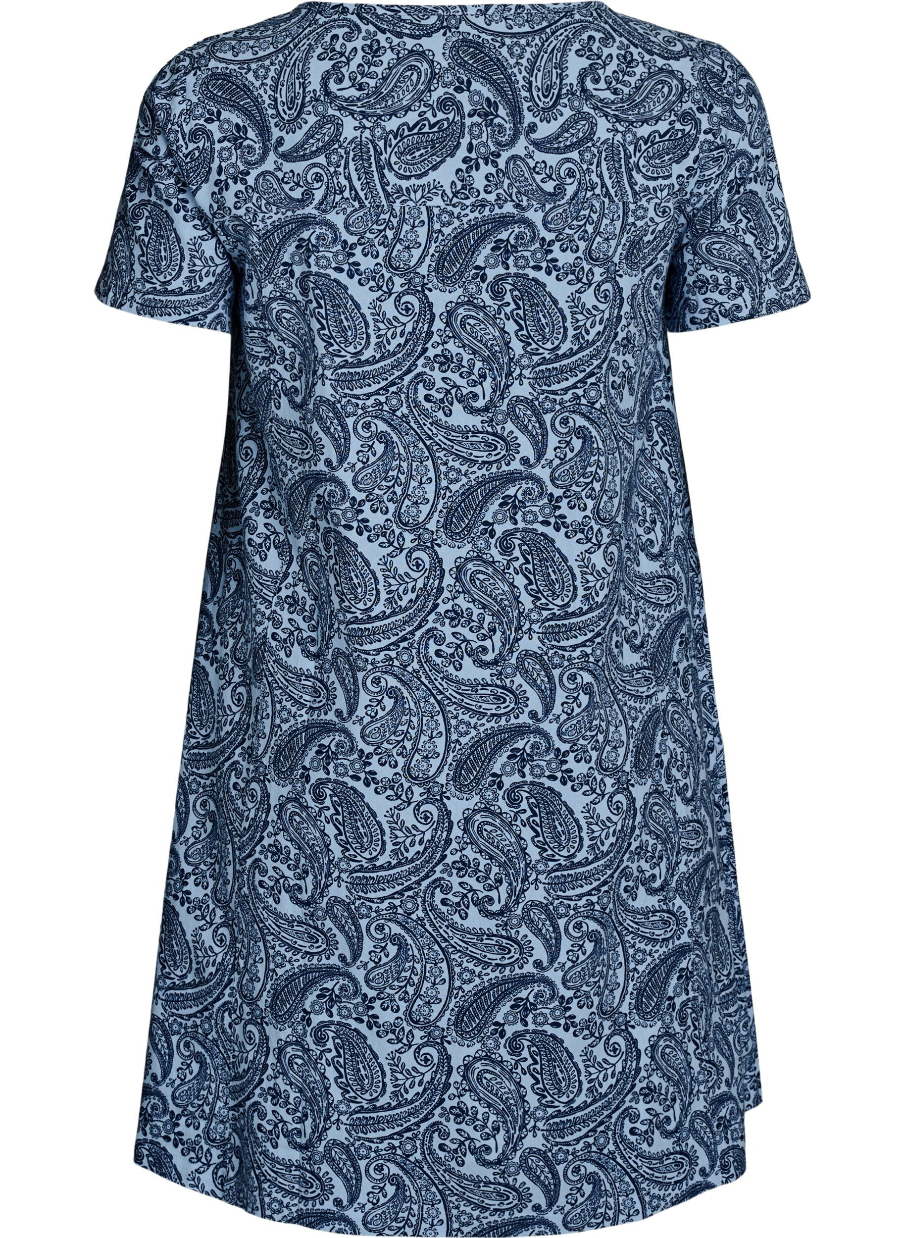 Zizzifashion Short a-line dress with paisley print, Light Blue, Packshot image number 1