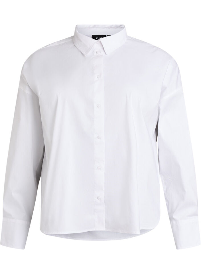 Classic cotton shirt with a loose fit, White, Packshot image number 0