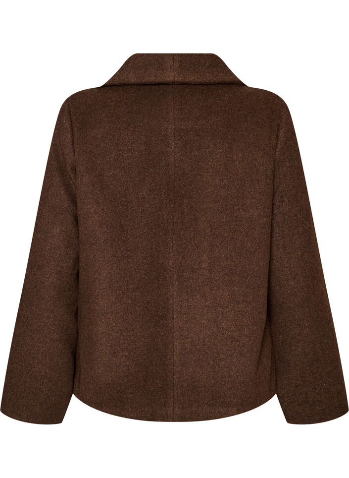 Short jacket with asymmetric button fastening, Brown, Packshot image number 1