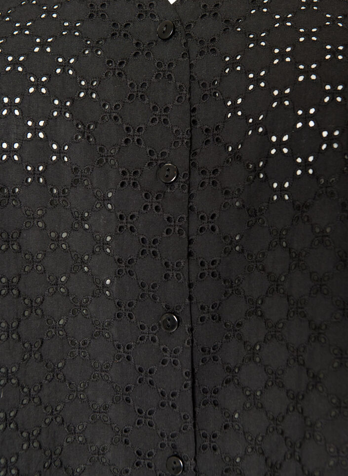 Blouse in broderie anglaise with button fastening, Black, Packshot image number 2