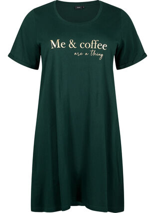 Short-sleeved nightgown in organic cotton (GOTS), Scarab W. Coffee, Packshot image number 0