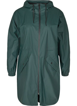 Rain jacket with a zip and hood, Darkest Spruce, Packshot image number 0