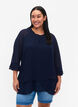 Blouse with asymmetric hem and 3/4 sleeves, Navy Blazer, Model image number 0