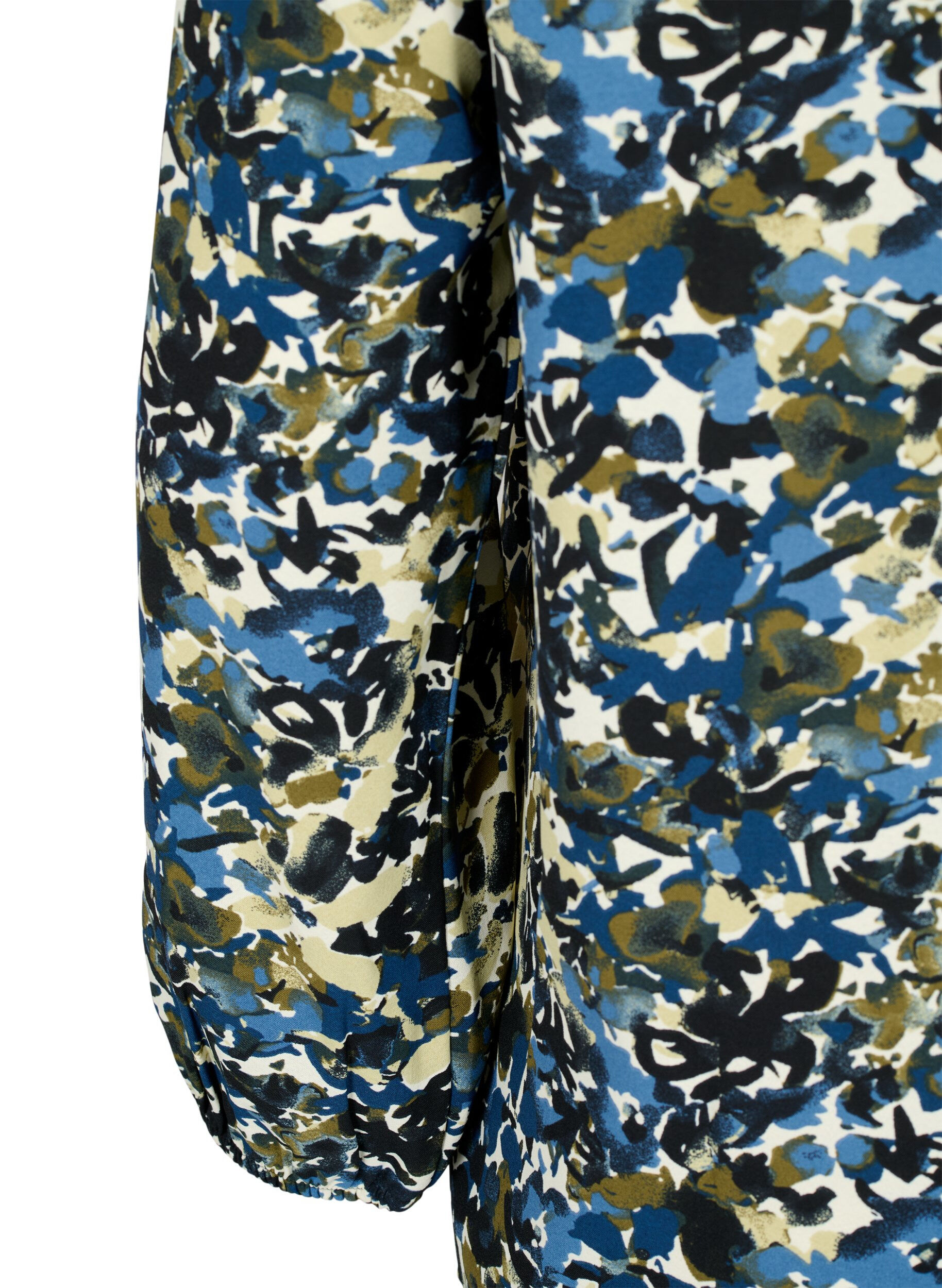 Zizzifashion Blouse with puff sleeves, Blue Green AOP, Packshot image number 3