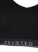 Cotton bra with v-neckline and text print, Black, Packshot image number 2