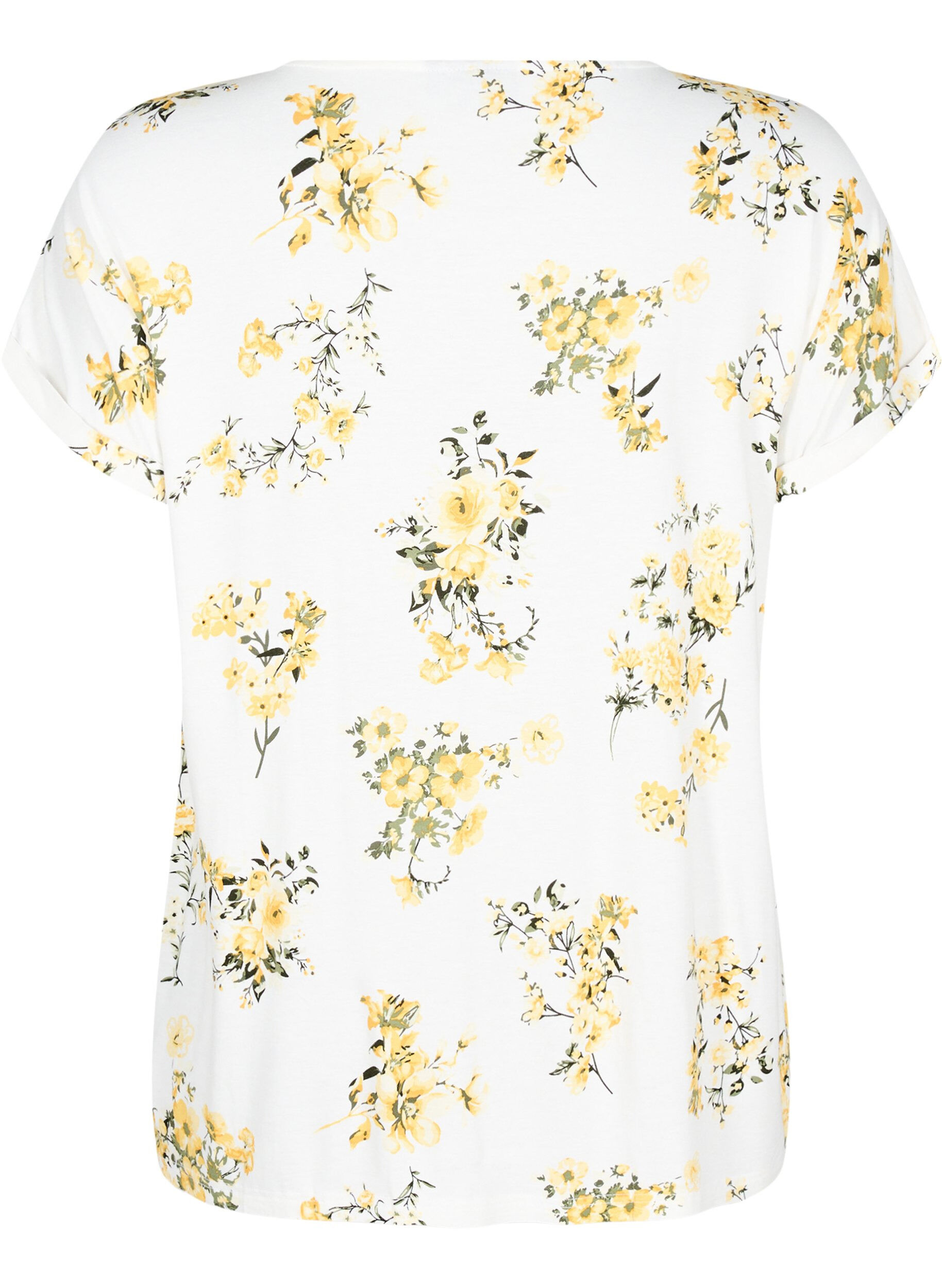Zizzifashion T-shirt with floral print, Yellow, Packshot image number 1
