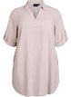 Linen and viscose tunic with A-shape, Beige, Packshot image number 0