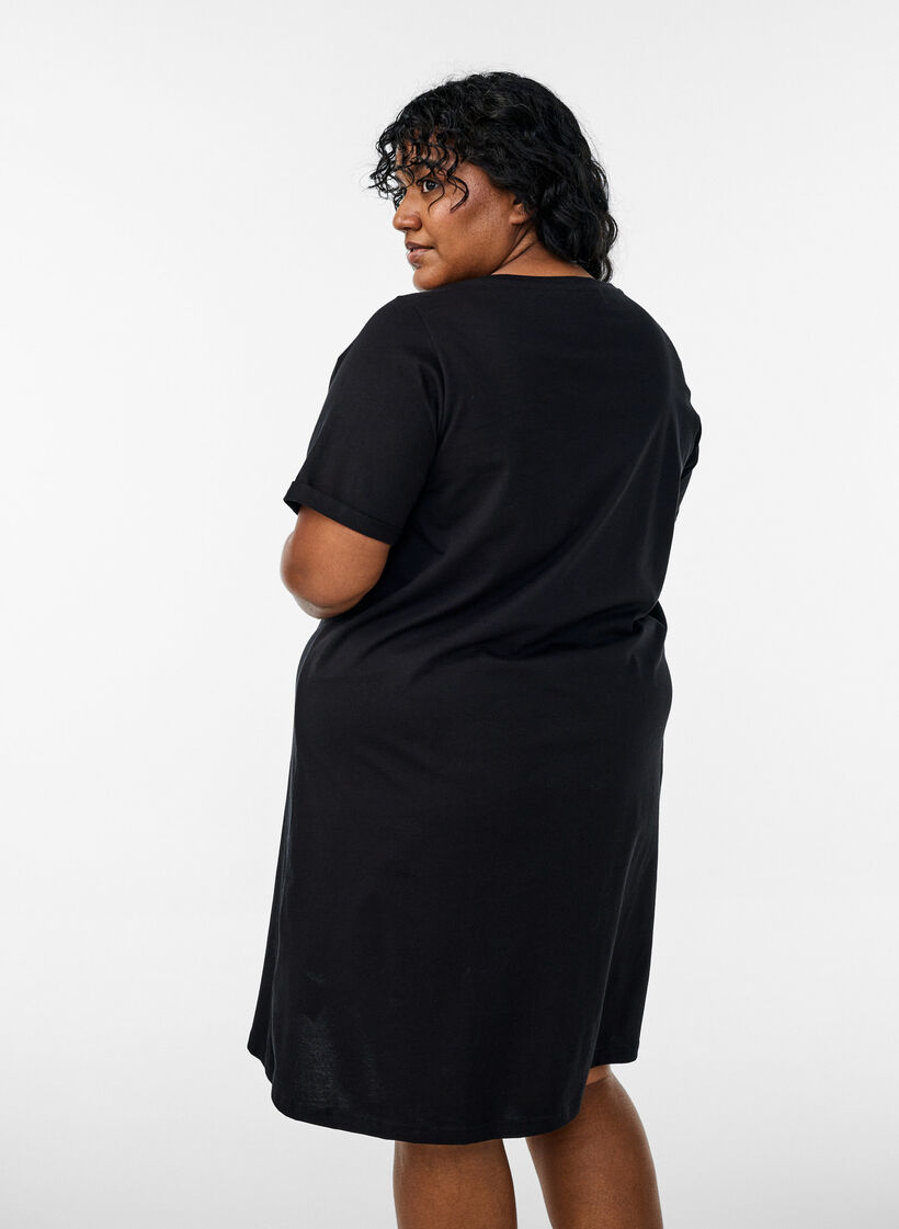 Organic cotton nightgown with v-neck, , Model image number 2
