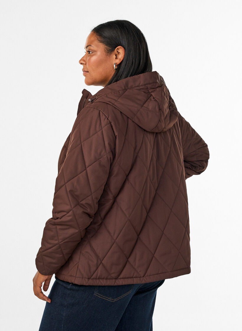 Lightly padded jacket with diamond quilt, Brown, Model image number 2