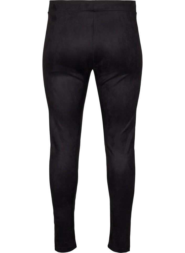 Leggings in imitation suede, Black, Packshot image number 1