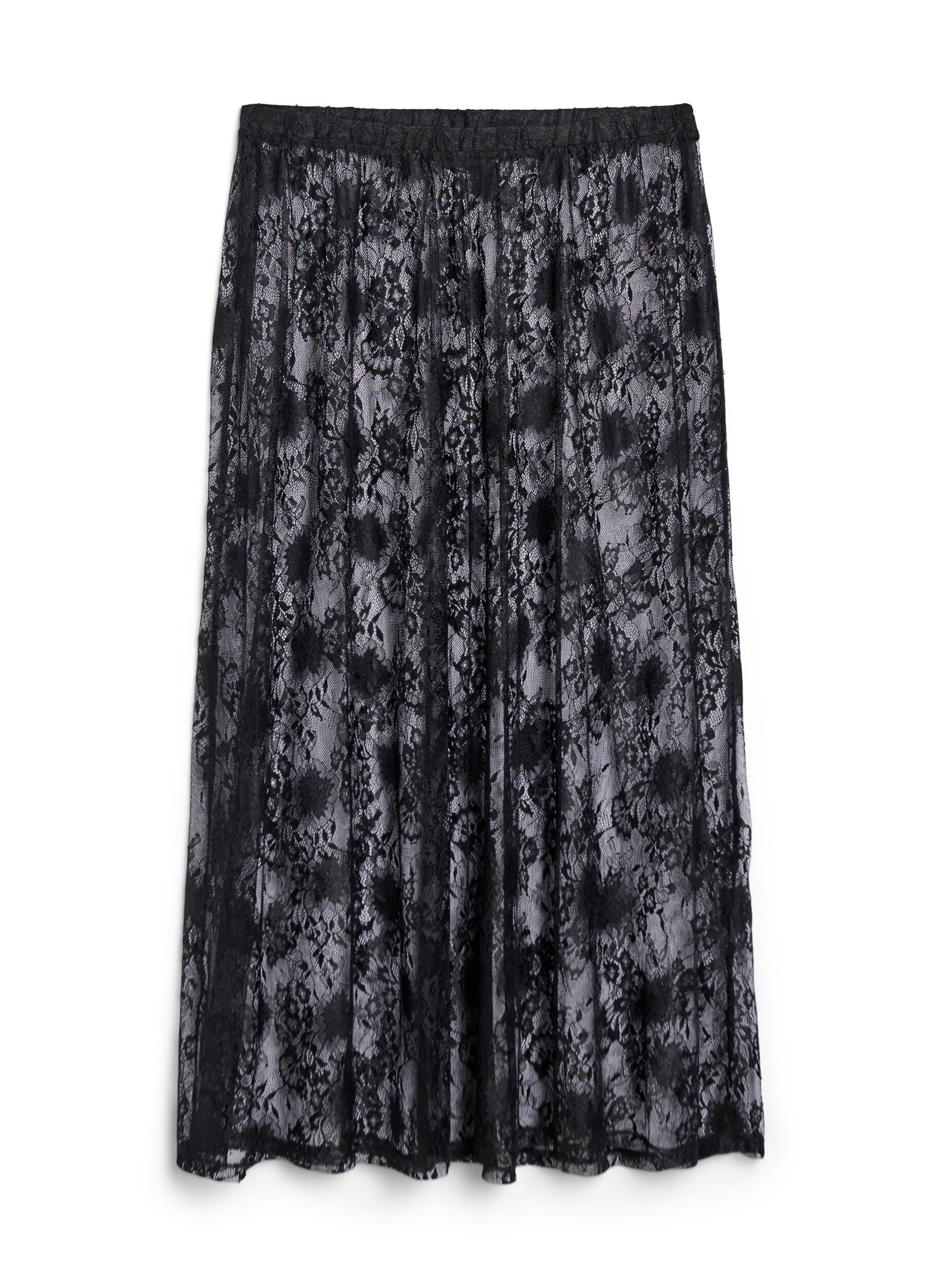 Zizzifashion Long skirt in sheer lace, Black, Packshot image number 0