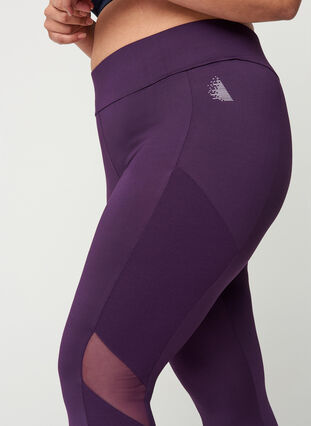 Cropped sports tights with mesh, Blackberry Cordial, Model image number 2