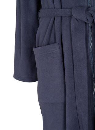 Bathrobe with zipper and hood, Peacoat, Packshot image number 3