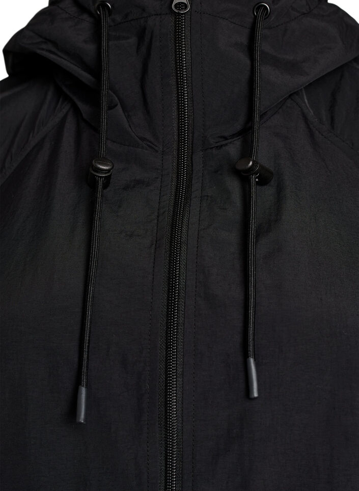 Lightweight hooded jacket with pockets, Black, Packshot image number 2