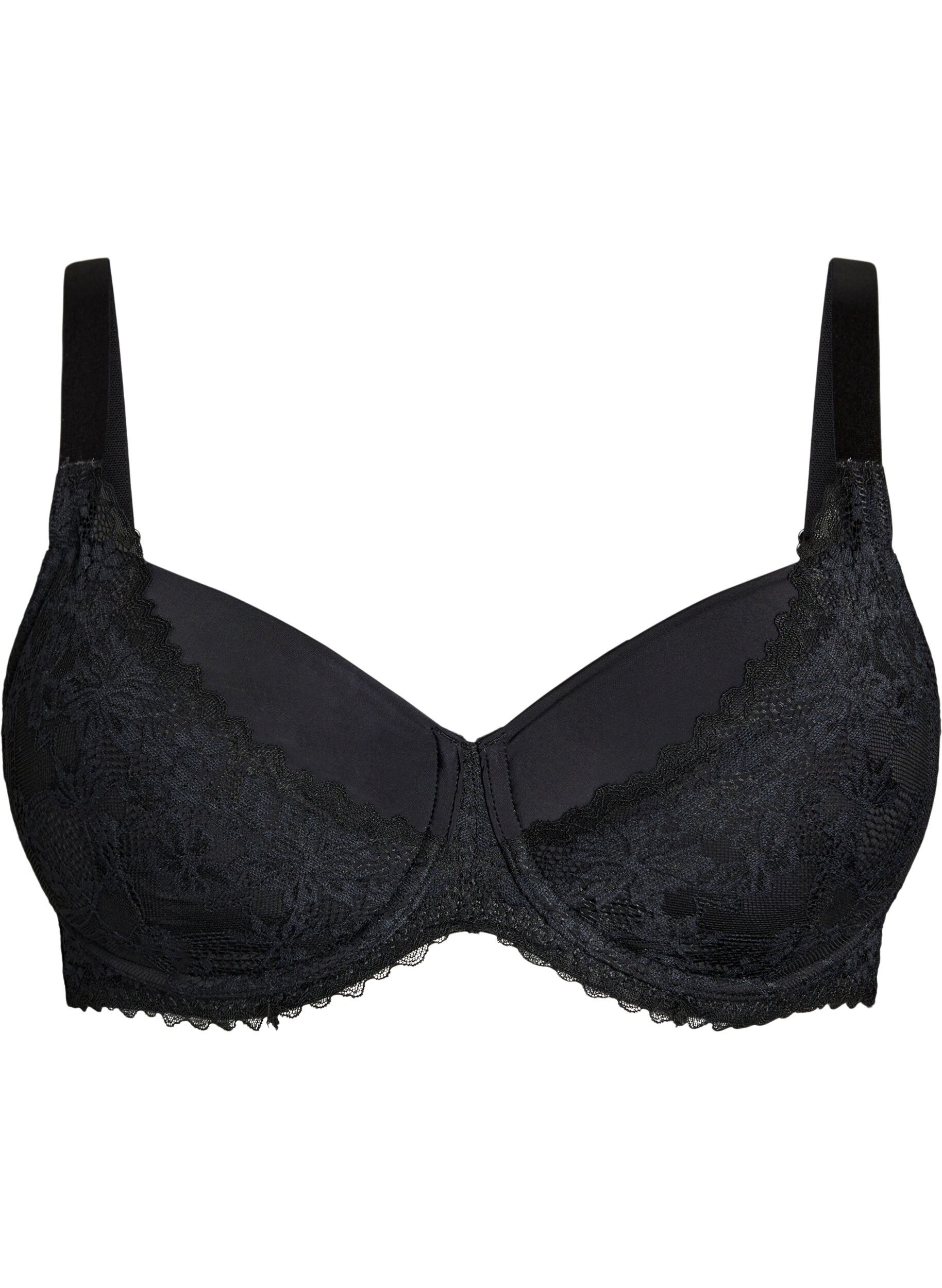 Zizzifashion Padded bra with lace, Black, Packshot image number 0
