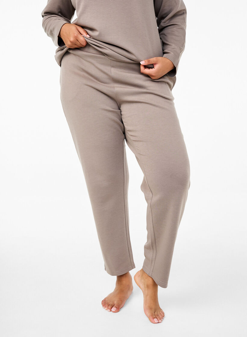 Modal-blend trousers with elasticated waistband, Beige, Model image number 2