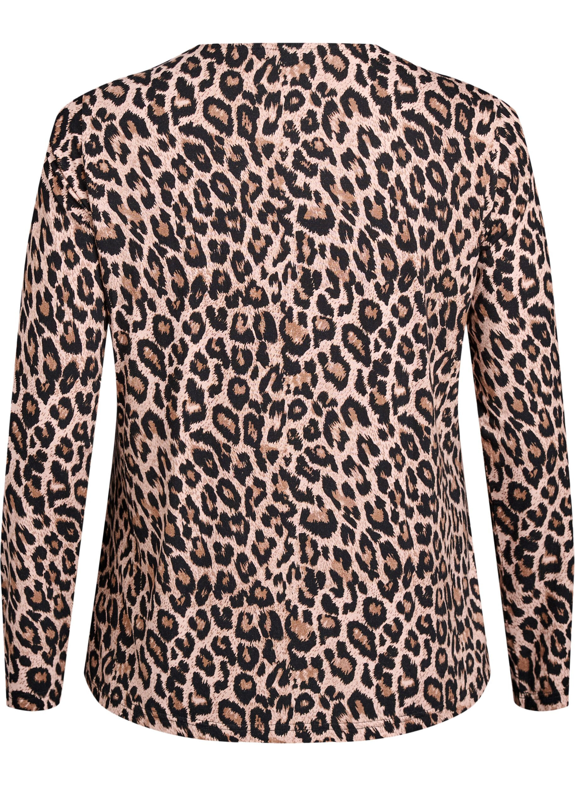 ZizzifashionLong-sleeved blouse with leopard print, Brown, Packshot image number 1