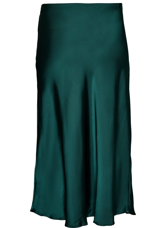 Satin midi skirt, Green, Packshot image number 1
